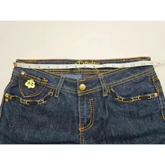 Y2K Dereon Women's 7/8 Straight Leg Dark Denim Jeans with Pocket Details - Picture 5 of 8